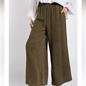 Easel Cotton Gauze Pants Olive 1X NWT